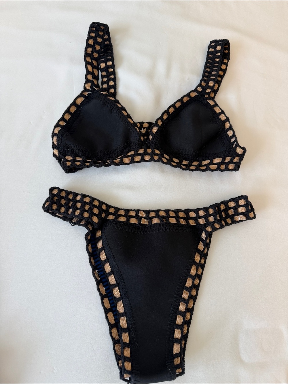 Reversible 2 in 1 Bikini Set with Gold Crochet Trim S